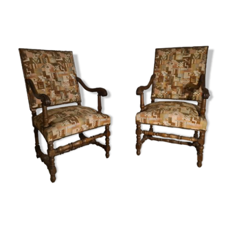 Paire de fauteuils Louis XIII