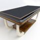 Art Deco Italian Walnut and Top Glass Table with Elephant Tusk Legs, 30s
