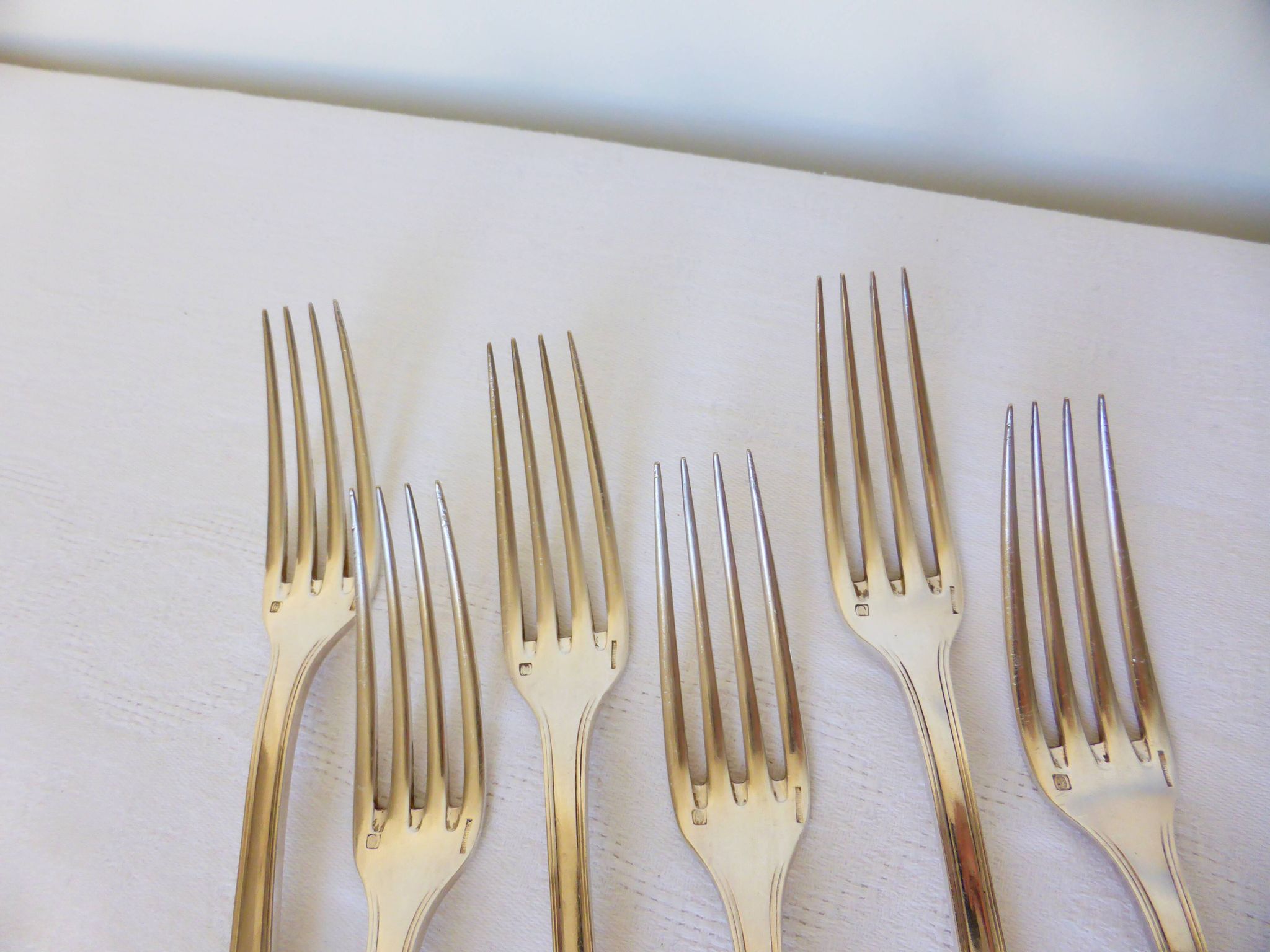 6 Christofle Art Deco style silver-plated metal forks 2106256