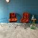 Series of 6 velvet/chrome swivel chairs from the 70s