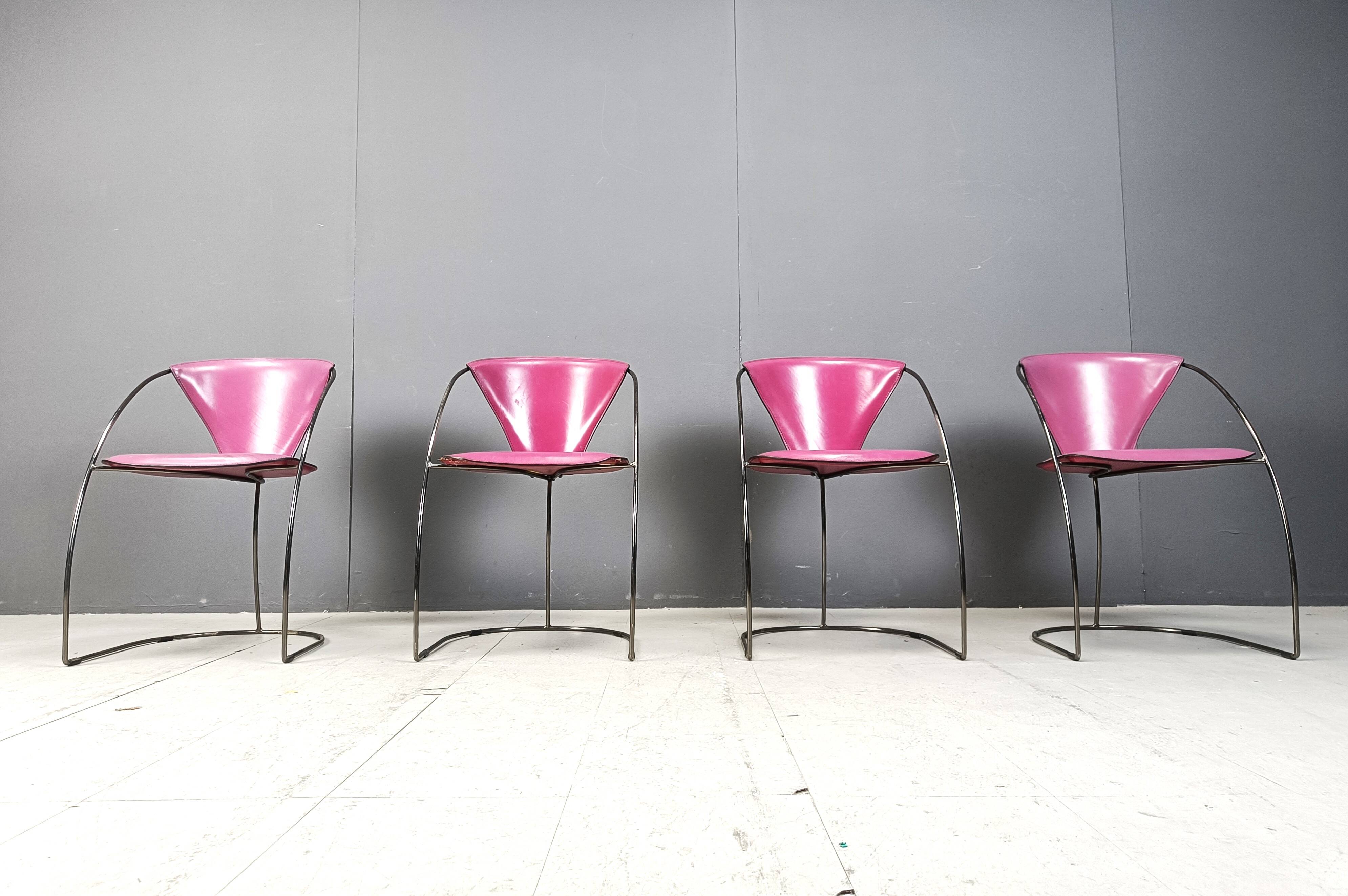 Vintage pink 'linda' dining chairs by Arrben, 1980s - set of 4