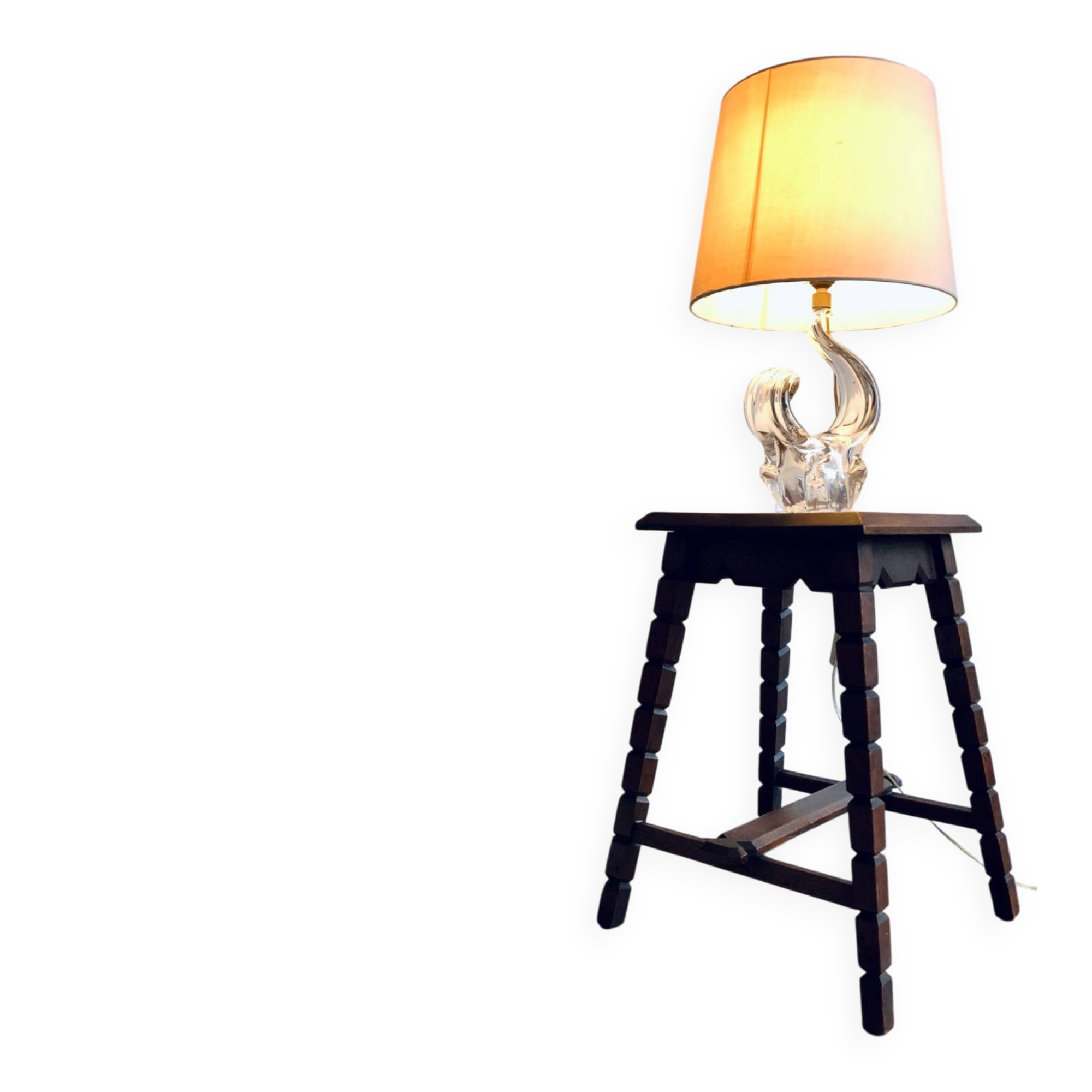 Mid-Century XX Oak Stool or Side Table