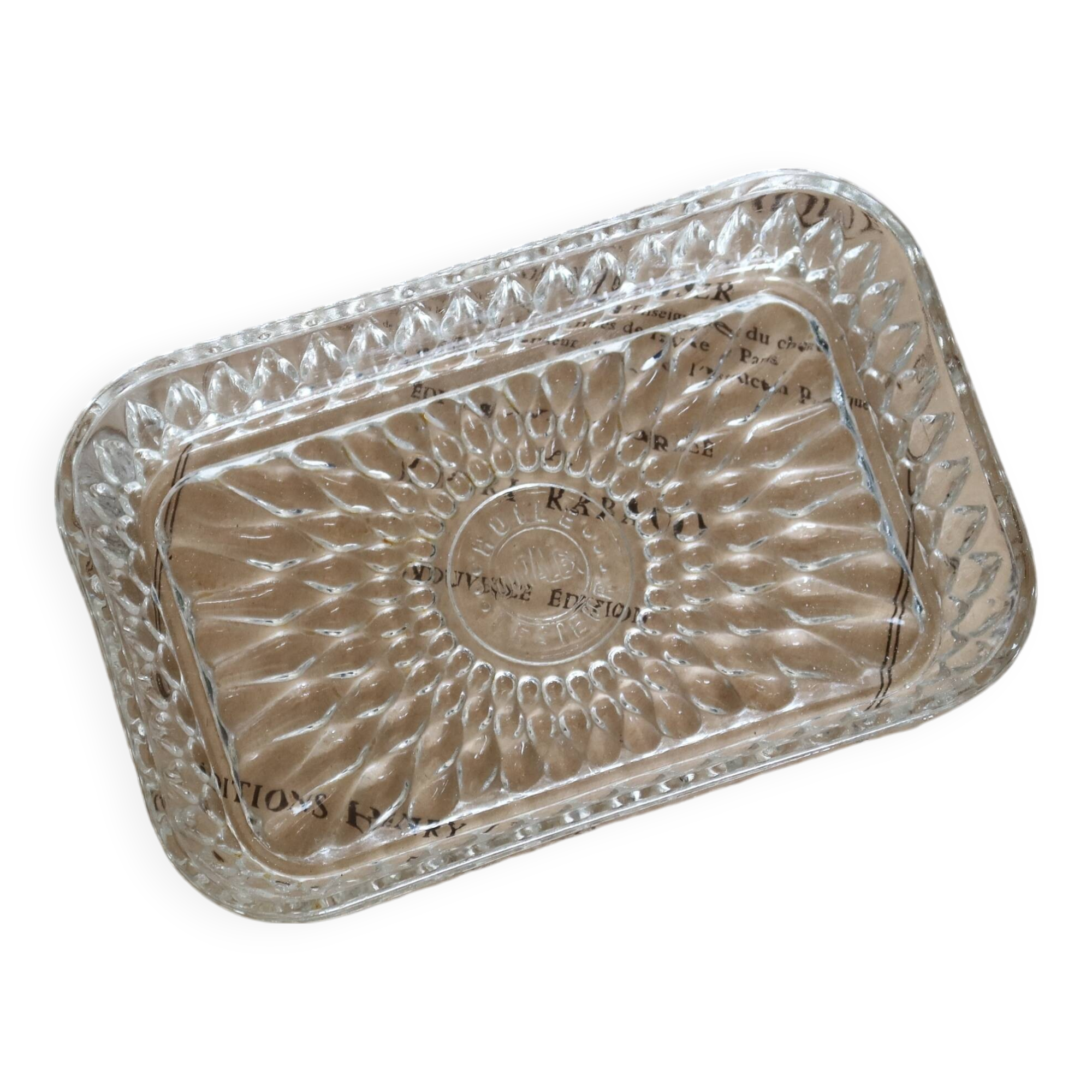 Duralex Lesieur vintage molded glass butter dish