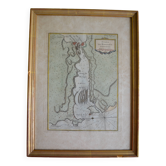Martigues pond Old geographical map 18th century engraving 1764 by Bellin