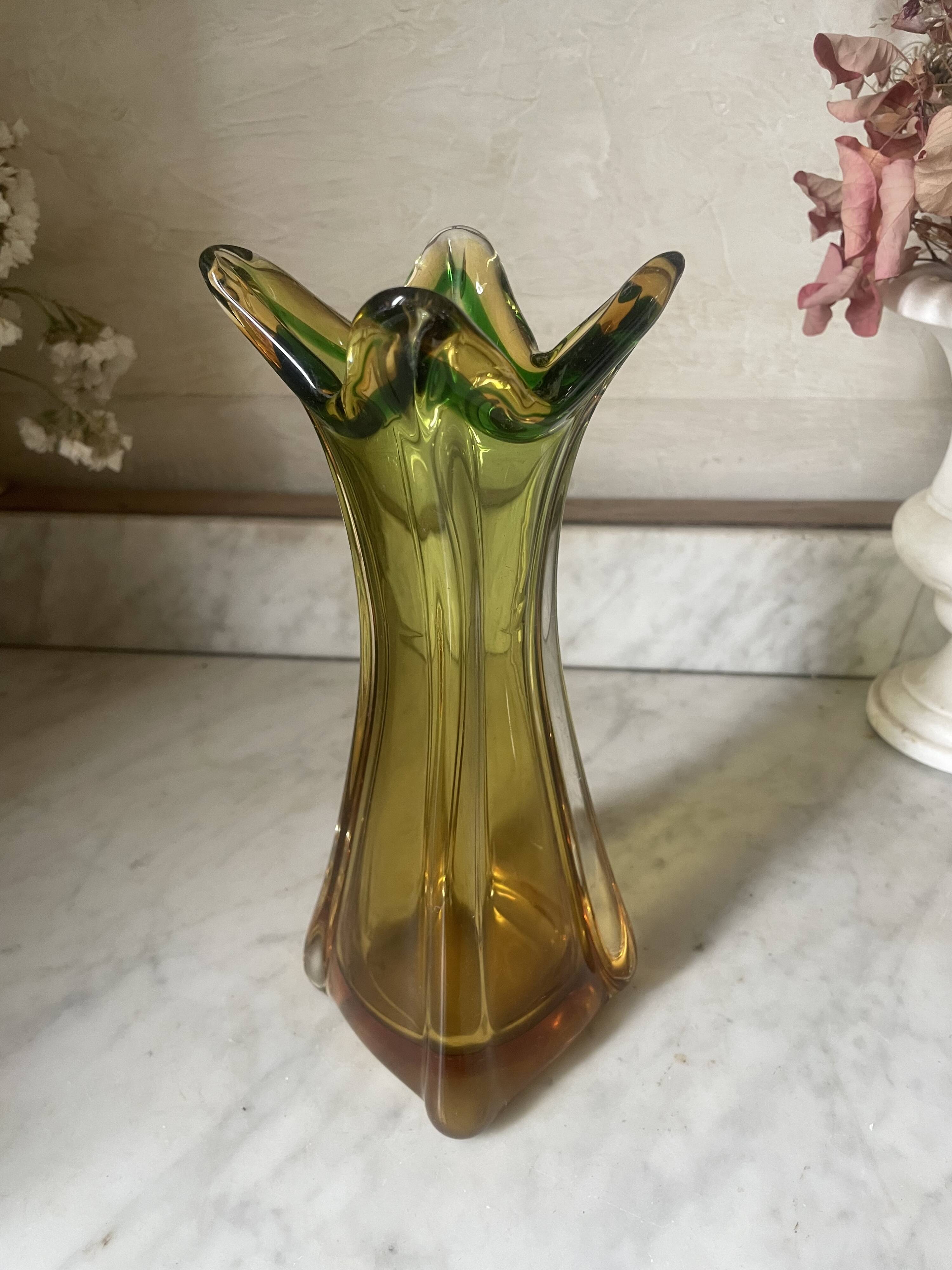 Amber Murano glass vase circa 1960