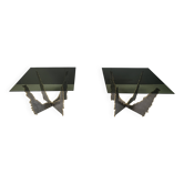 Vintage brutalist coffee tables or side tables, 1970s