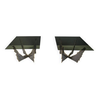 Tables basses, tables d'appoint brutalistes, années 1970