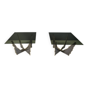 Tables basses, tables d'appoint brutalistes, années 1970