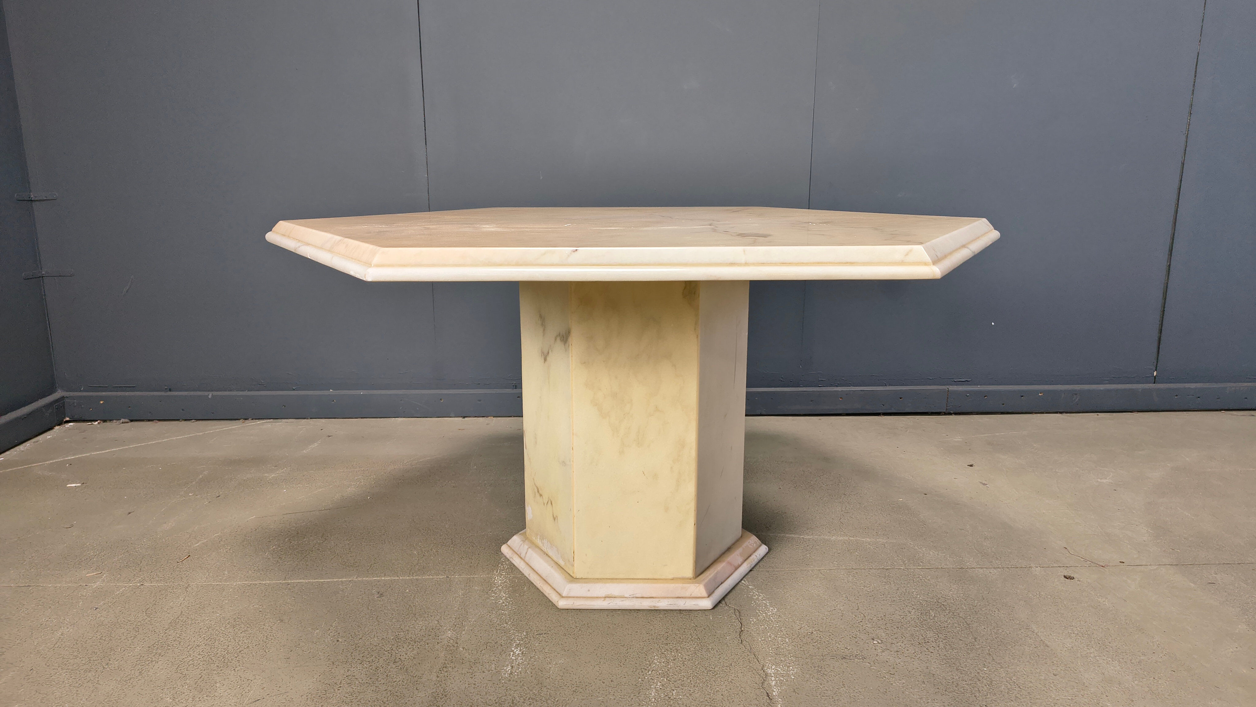 Octagonal Italian marble dining table 1970s
