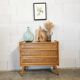 Commode vintage en bois et rotin