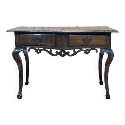 Console rustique anglaise du 18ème siècle en châtaignier et merisier