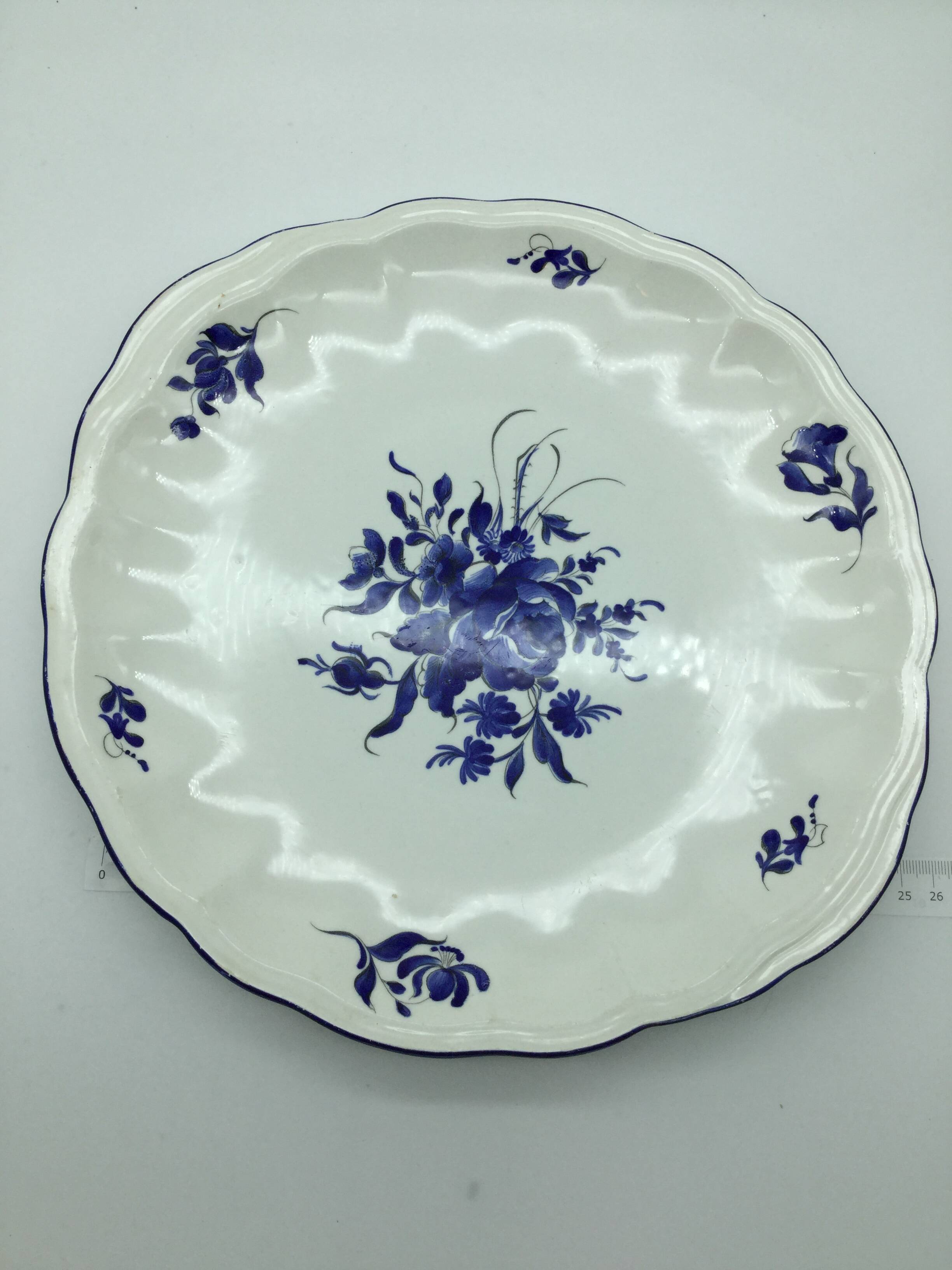 Large blue fire plate 28 cm, Lunéville tradition