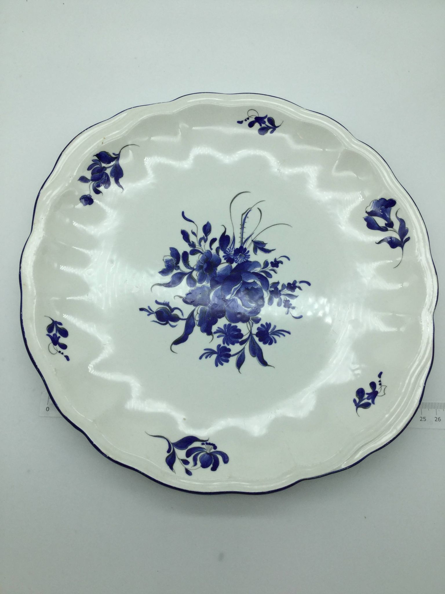 Large blue fire plate 28 cm, Lunéville tradition