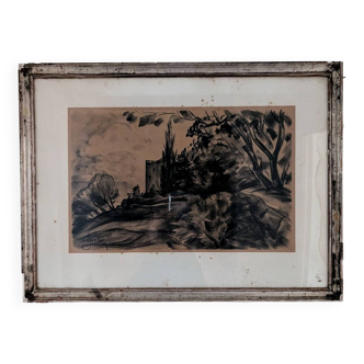 Charcoal drawing signed Robert Simon