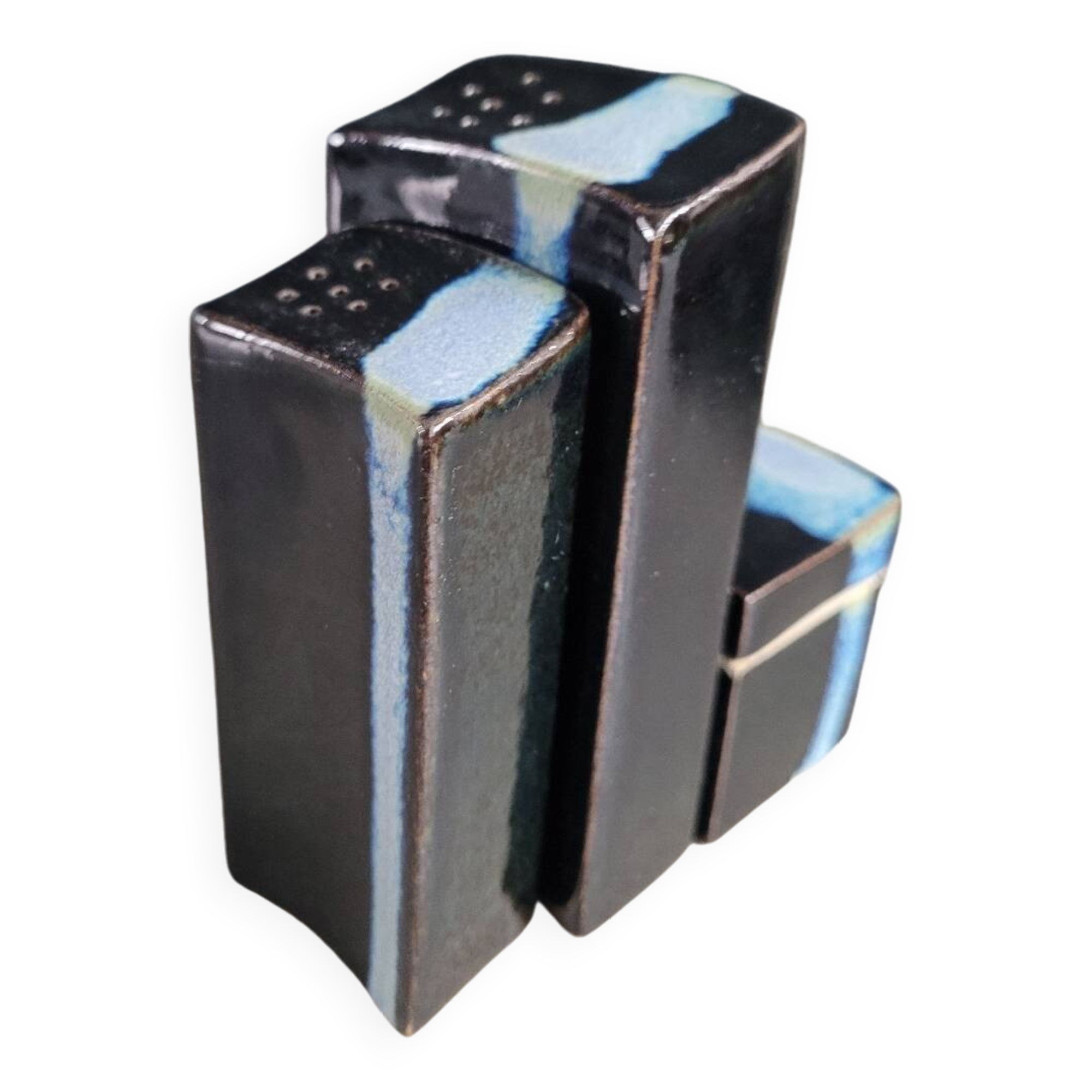 Vintage ceramic salt pepper mustard set