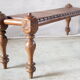 Bench with slats and feet of charpoy beds in teak