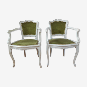 Pair of patinated armchairs