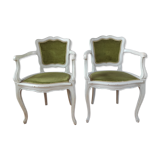 Pair of patinated armchairs