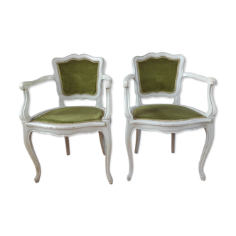 Pair of patinated armchairs