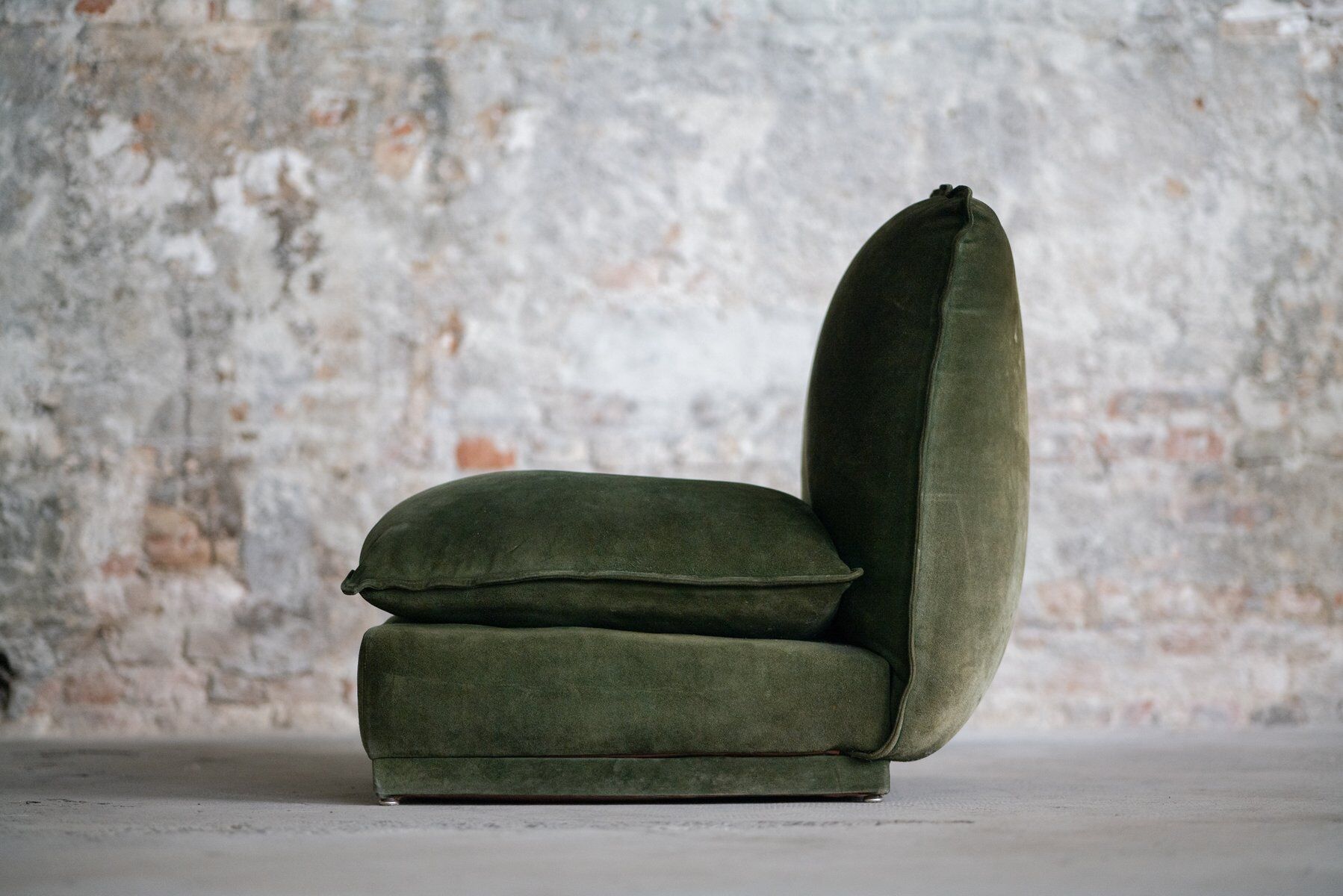Vintage suede leather armchair, Italy, 1970s