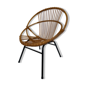 fauteuil en rotin vintage