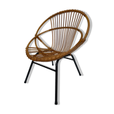 Fauteuil en rotin vintage par Dirk van Sliedregt Rohe Noordwolde 1960 aux Pays-Bas