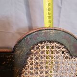 19th century Japanese armchair in green lacquer and cane