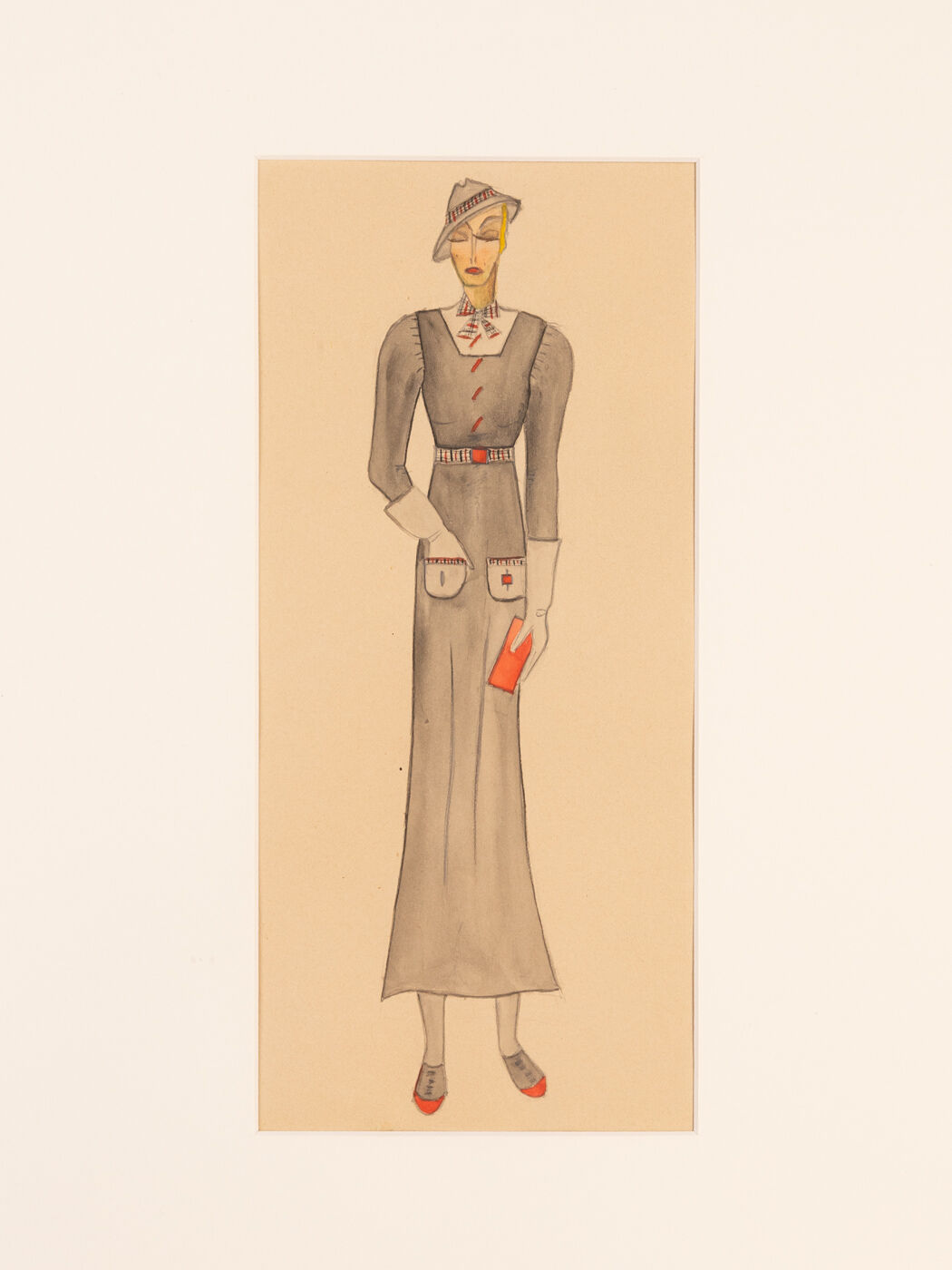 Art Déco Fashion Illustration, Gouache on Paper, 93 x 52 cm