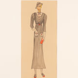 Art Déco Fashion Illustration, Gouache on Paper, 93 x 52 cm
