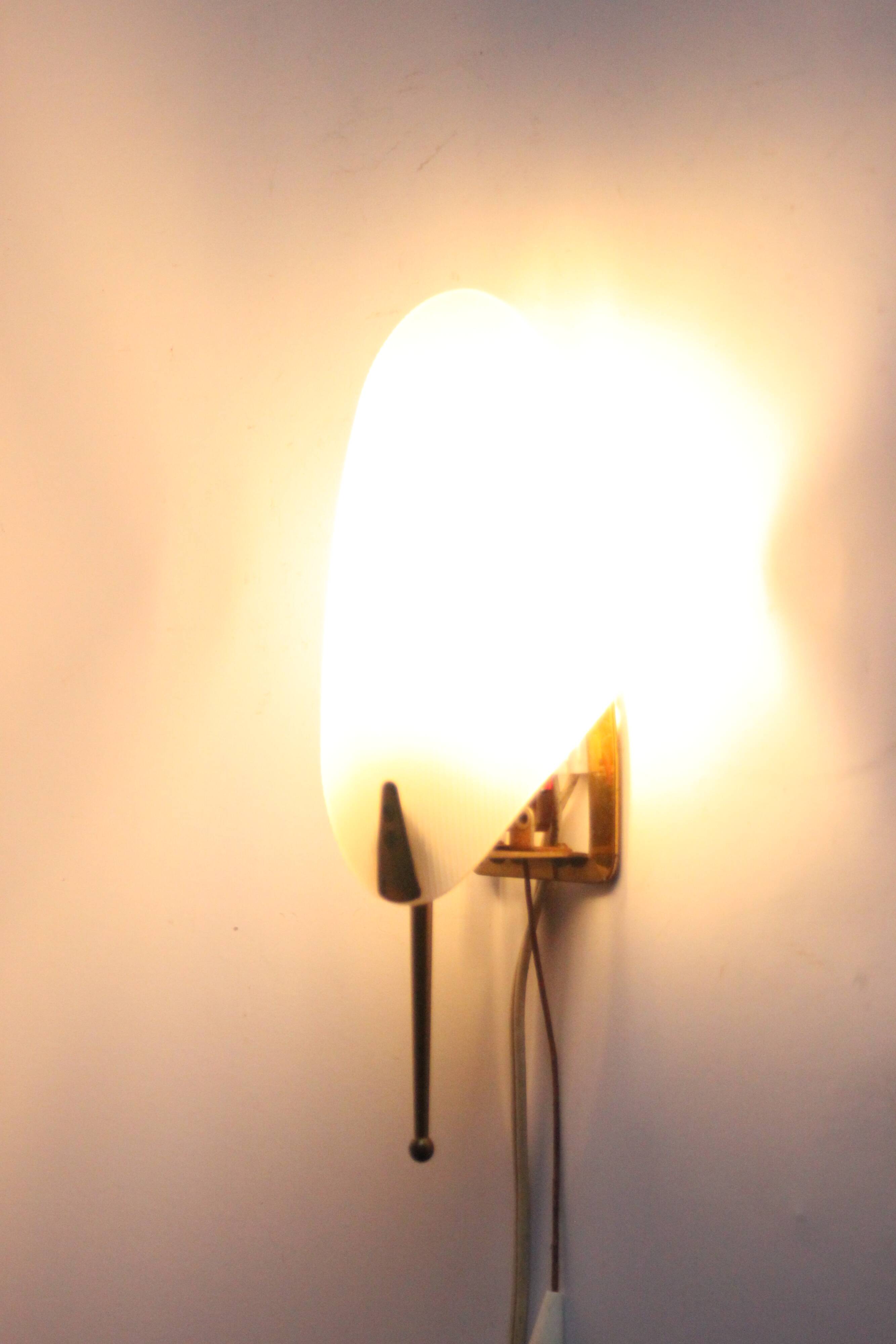 1950S leaf shaped brass and acrylic wall sconces