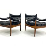 Pair of Modus armchairs in rosewood and leather, Kristian Solmer Vedel for Soren Willadsen 1960