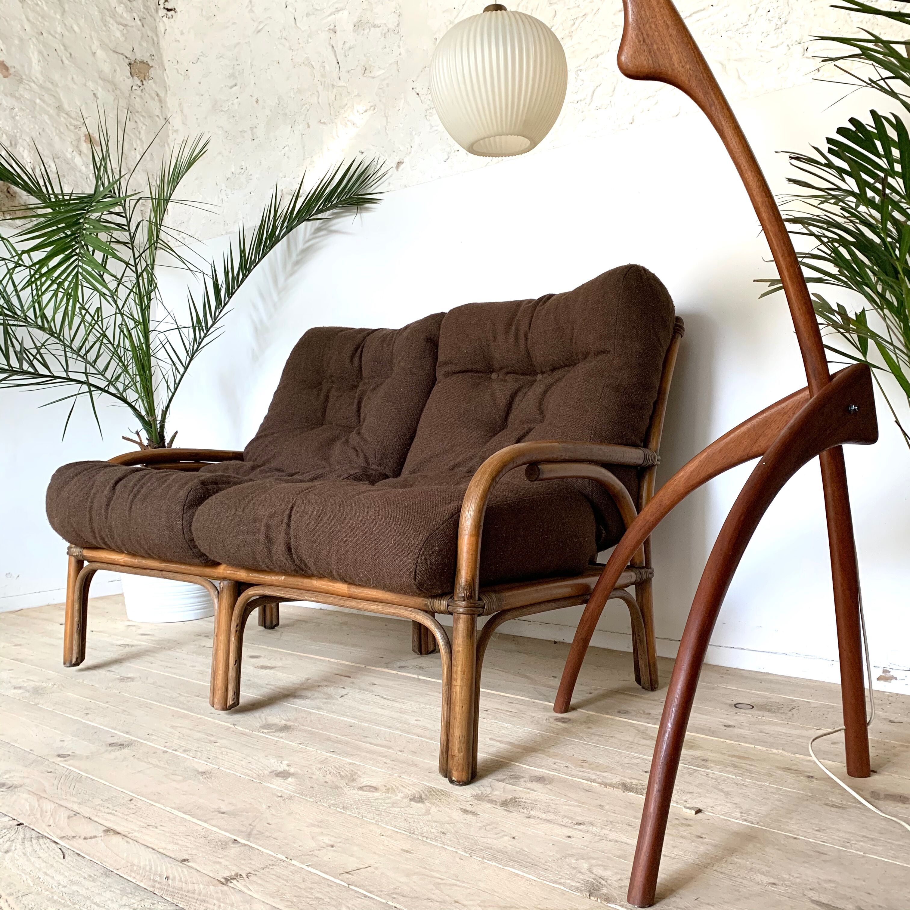 Vintage rattan bench