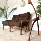 Vintage rattan bench