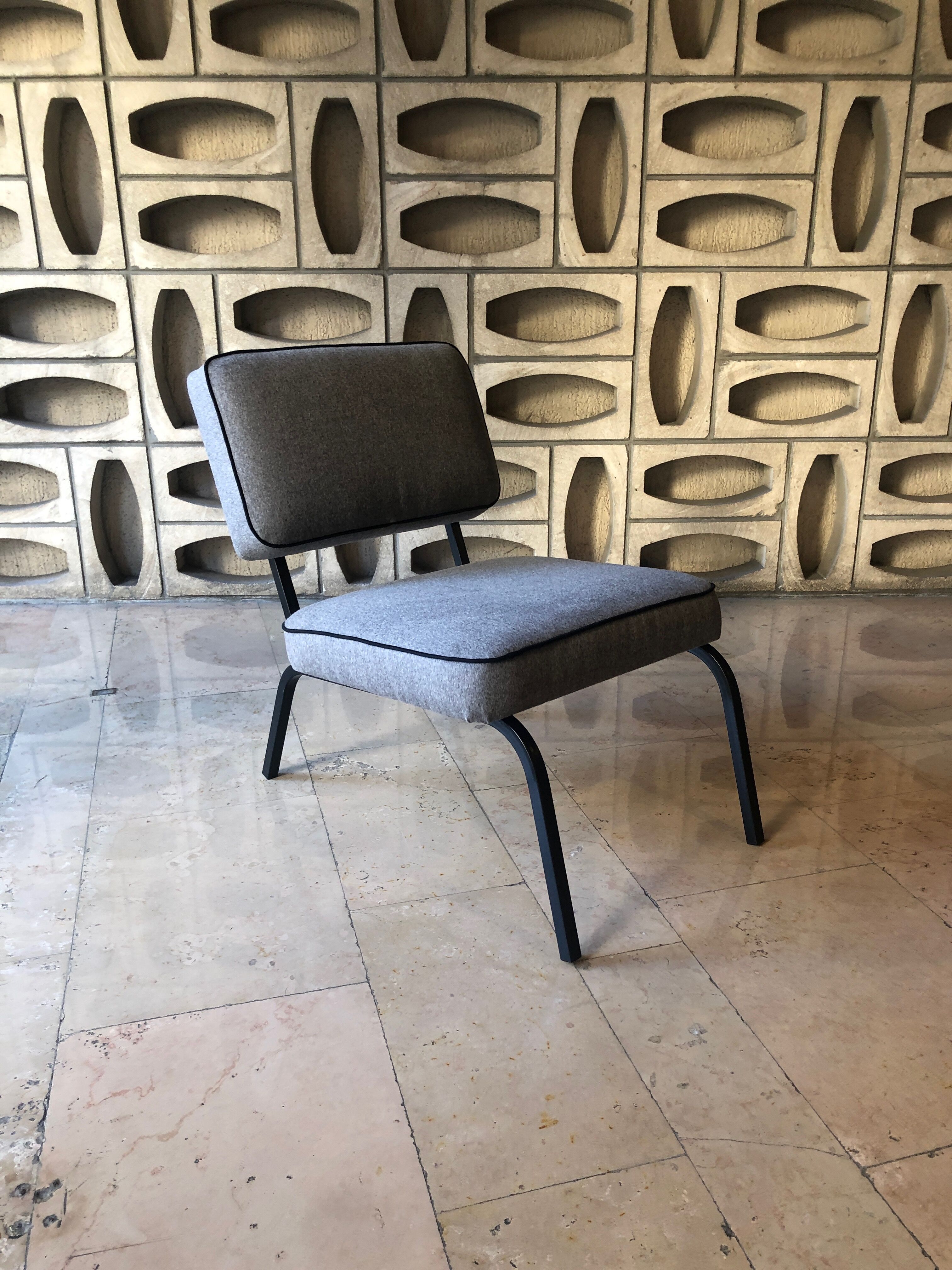 Vintage armchair from the 70s with angora fabric