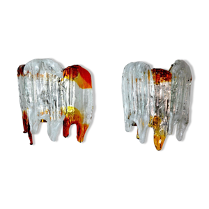 Paire d'appliques verre