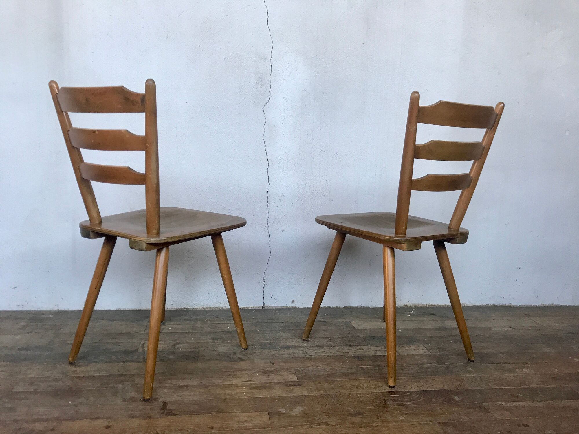 Series of 20 Scandinavian chairs or vintage wooden bistro