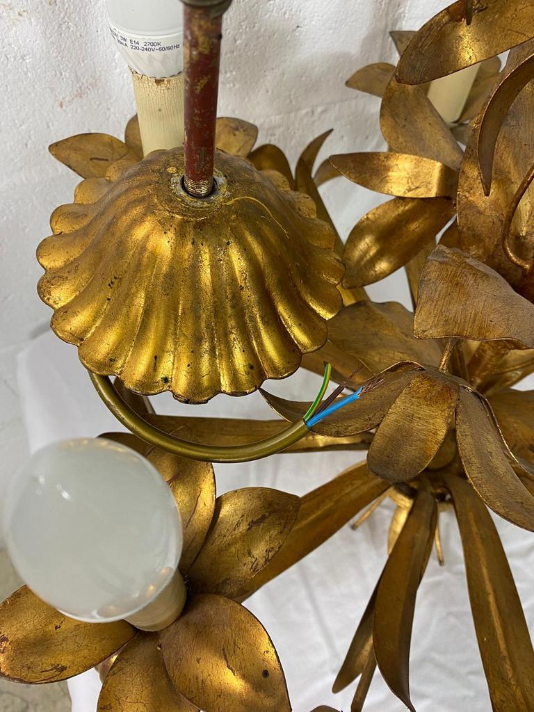 Vintage "golden" pendant lamp / flower chandelier