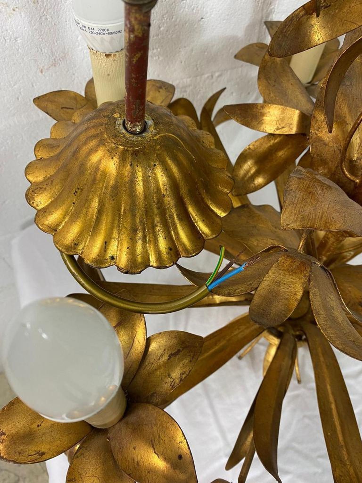 Vintage "golden" pendant lamp / flower chandelier