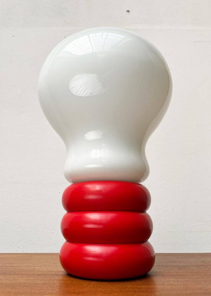 Giant table lamp or floor lamp in the shape of a light bulb from the mid-century German space age by Ingo Maurer for M Design, 1960s.