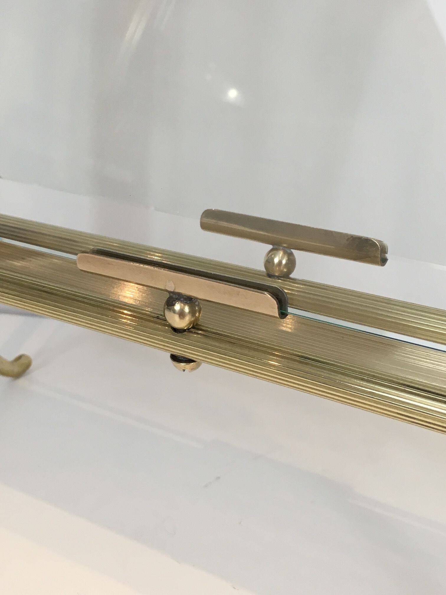 Brass and Transparent Glass Magazine Rack by Maison Jansen