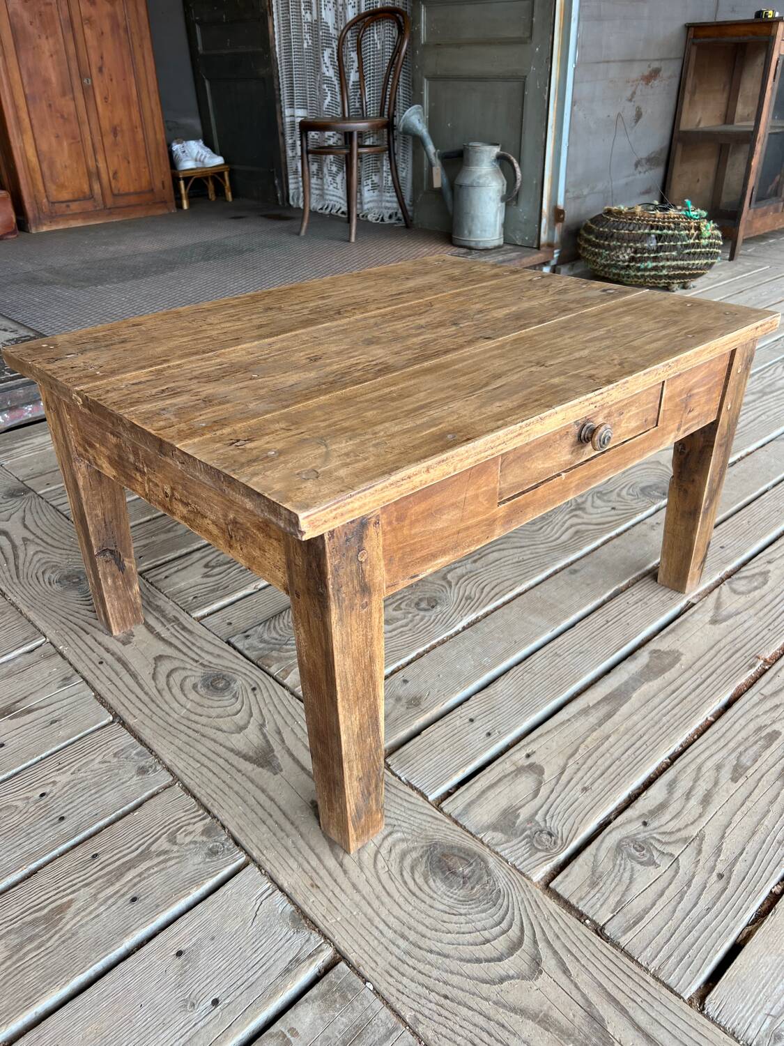 Raw wood coffee table