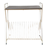 Vinyl rack in brass and leatherette, 1960