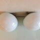 Pair of globe half moon ceiling lights in opaline vintage 60s-70s
