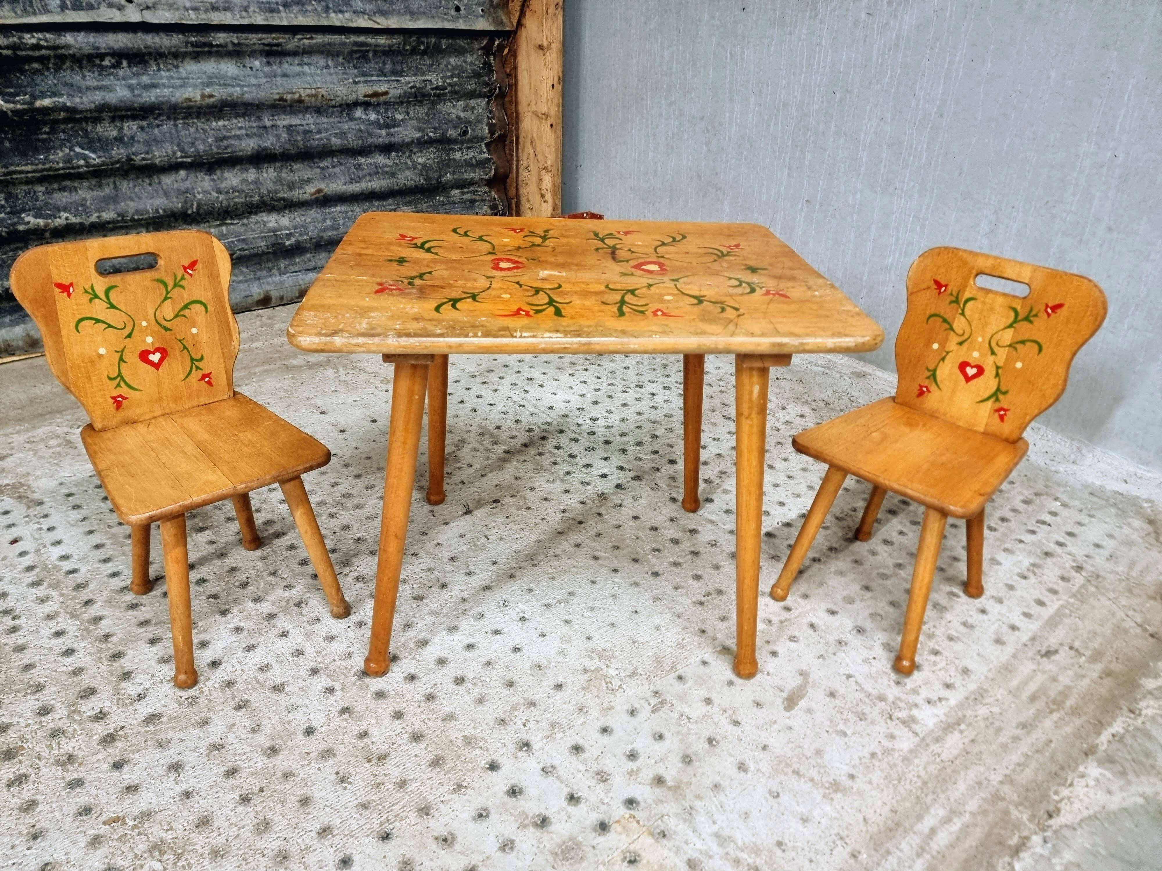 Vintage children's table set beech wood 60s