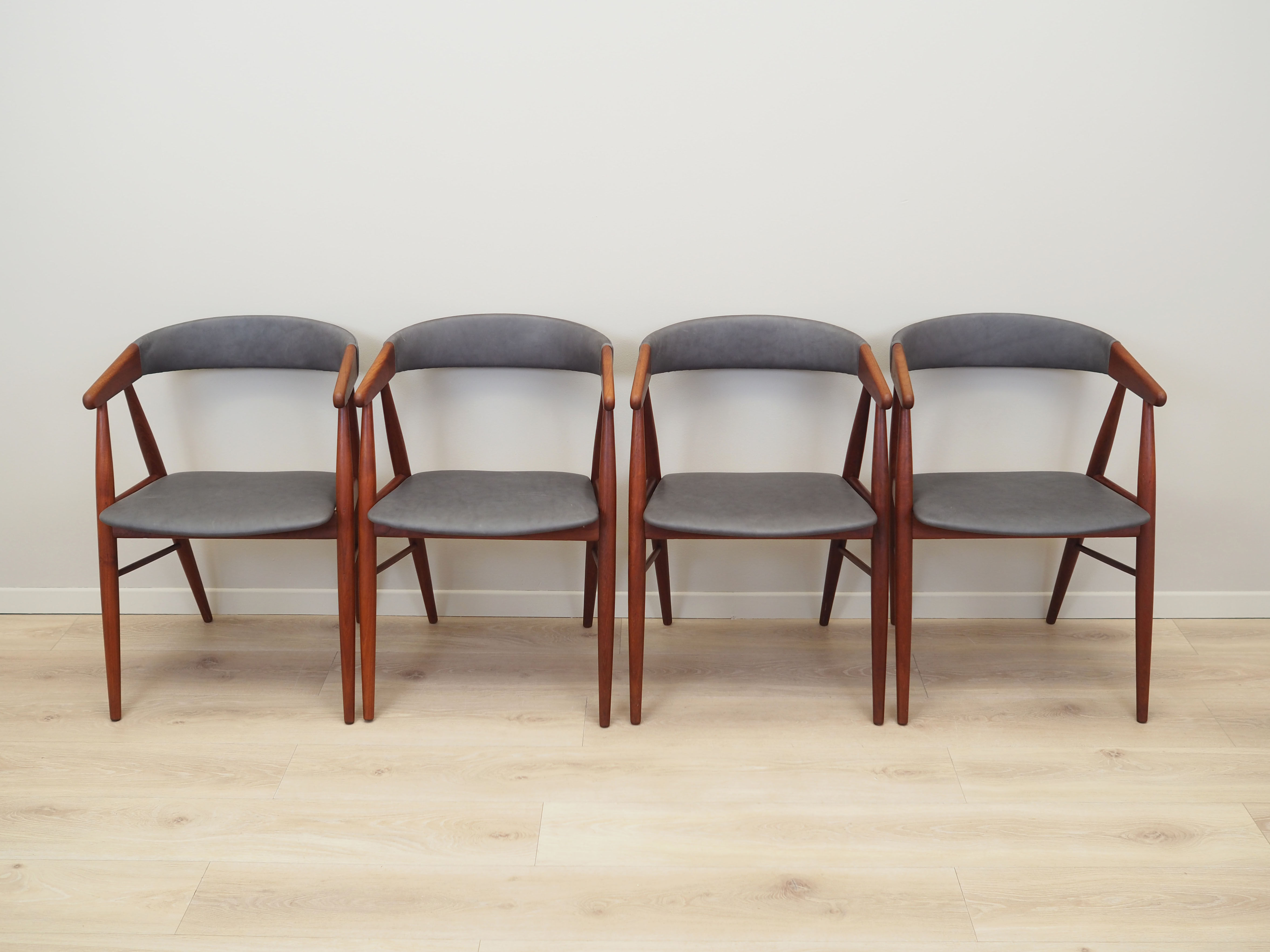 Set of four teak chairs, Danish design, 1960s, designer: Ejner Larsen & Aksel Bender Madsen