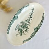 Romantic antique ravier porcelain floral style cream color and green details