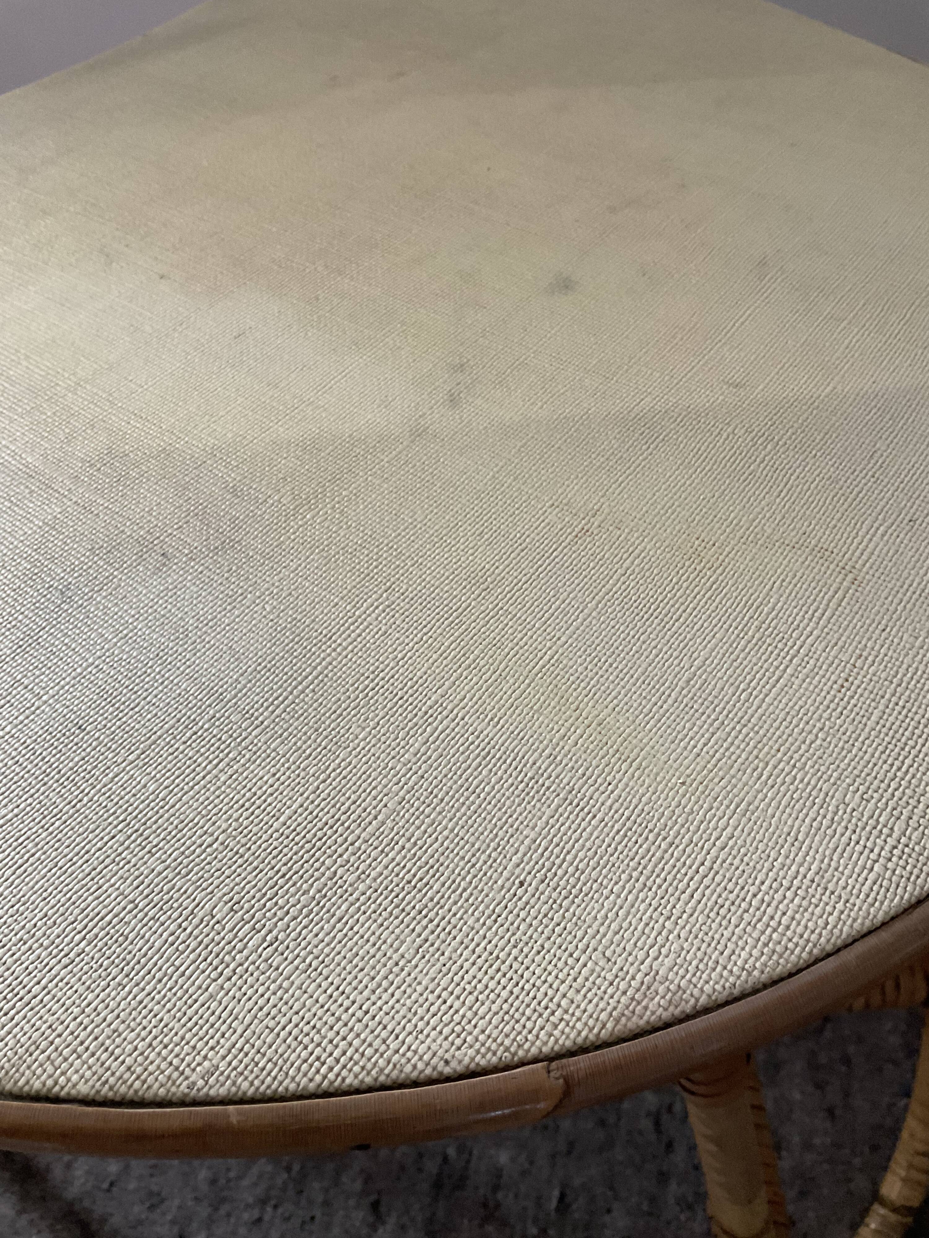 Asymmetrical rattan coffee table tripod foot, 60s