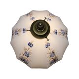 Vintage Brass Lamp With White Opaline Shade