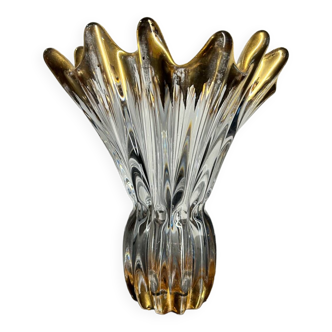 Vase cristal et or années 50