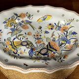 Soup tureen on its dish in Desvres earthenware, Rouen decor by Géo Martel